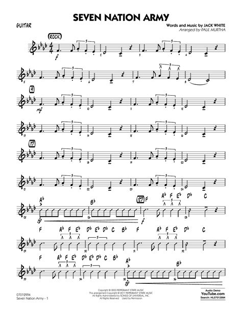 seven nation army sheet music